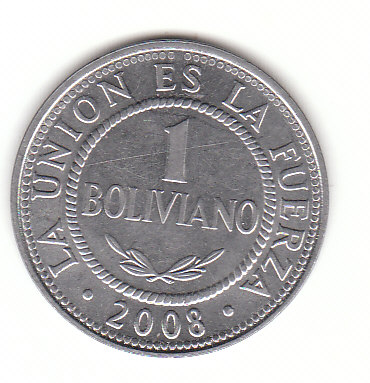  1 Boliviano Bolivien 2008 (F632)   