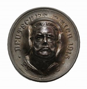  Kaiserreich, 1 Pfennig 1915, mit herausgetriebenem Kopf Hindenburgs   