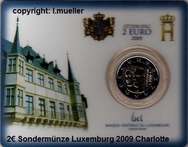 Luxemburg ...2 Euro Sondermünze 2009...Charlotte...in original CoinCard   