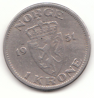  1 Krone Norwegen 1951  (G012)   