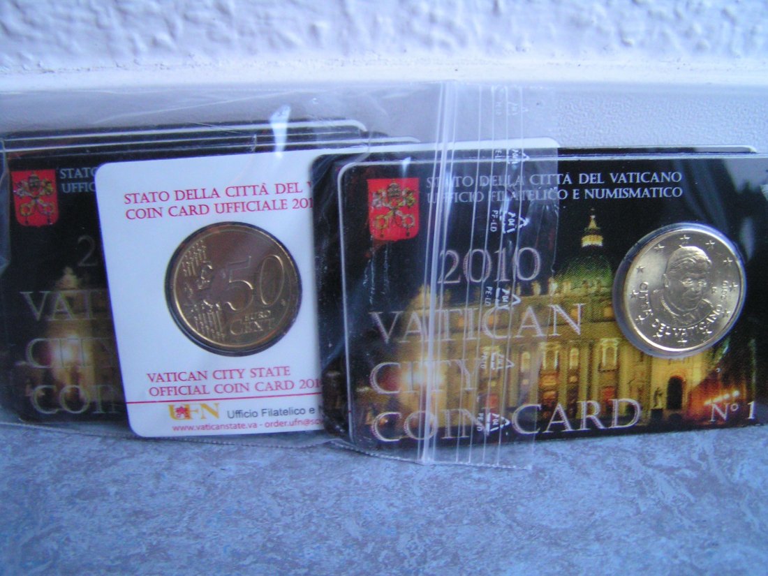  Vatikan 2010 1 x Coincard Nr. 1 <i>Petersdom</i> mit 50 Euro-Cent Vatikan Münze   