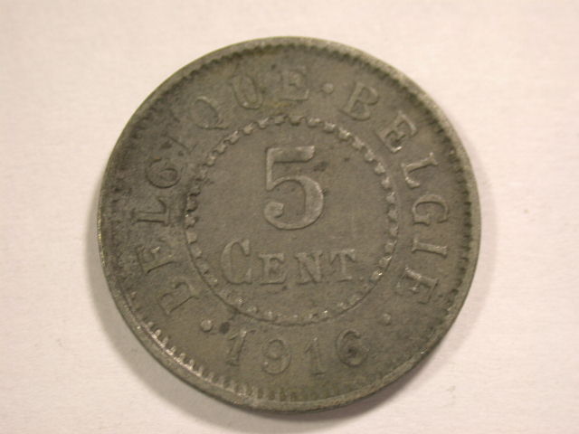 12049 WW I Belgien 5 Centimes 1916 in ss/ss+