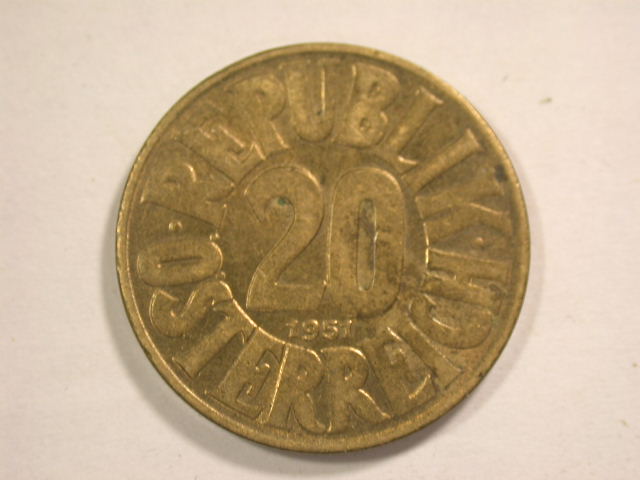 12049 Österreich 20 Groschen 1951 in vz/vz-st