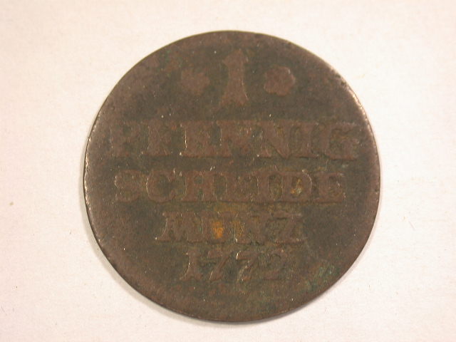  12050  Sachsen Coburg Saalfeld 1 Pfennig  1772  in Schön   