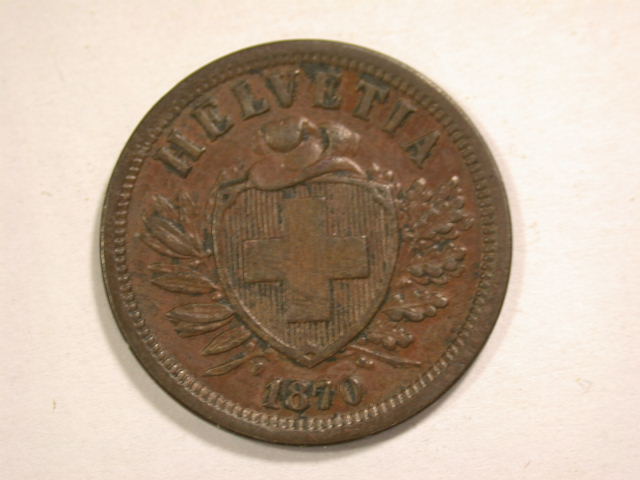 12051 Schweiz 2 Rappen 1870 in vz/vz+