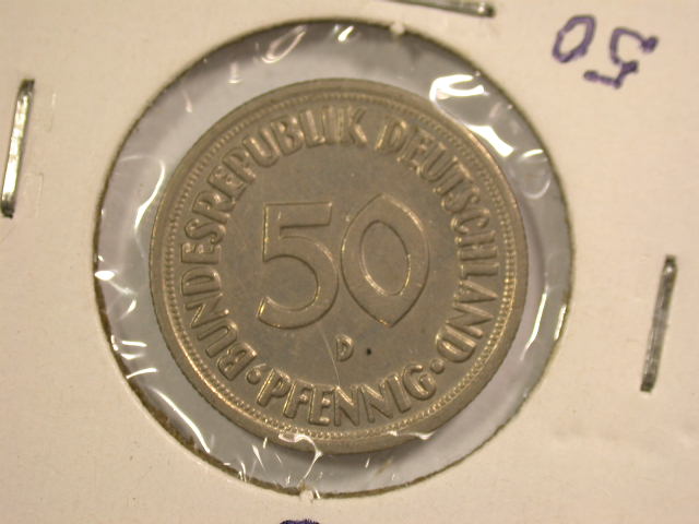 12052 BRD 50 Pfennig 1950 D in vz/vz-st