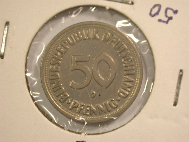  12052  BRD  50 Pfennig  1950 D  in vz/vz-st   