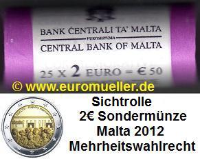 Malta Sichtrolle...2 Euro Sondermünze 2012...Mehrheitswahlrecht   