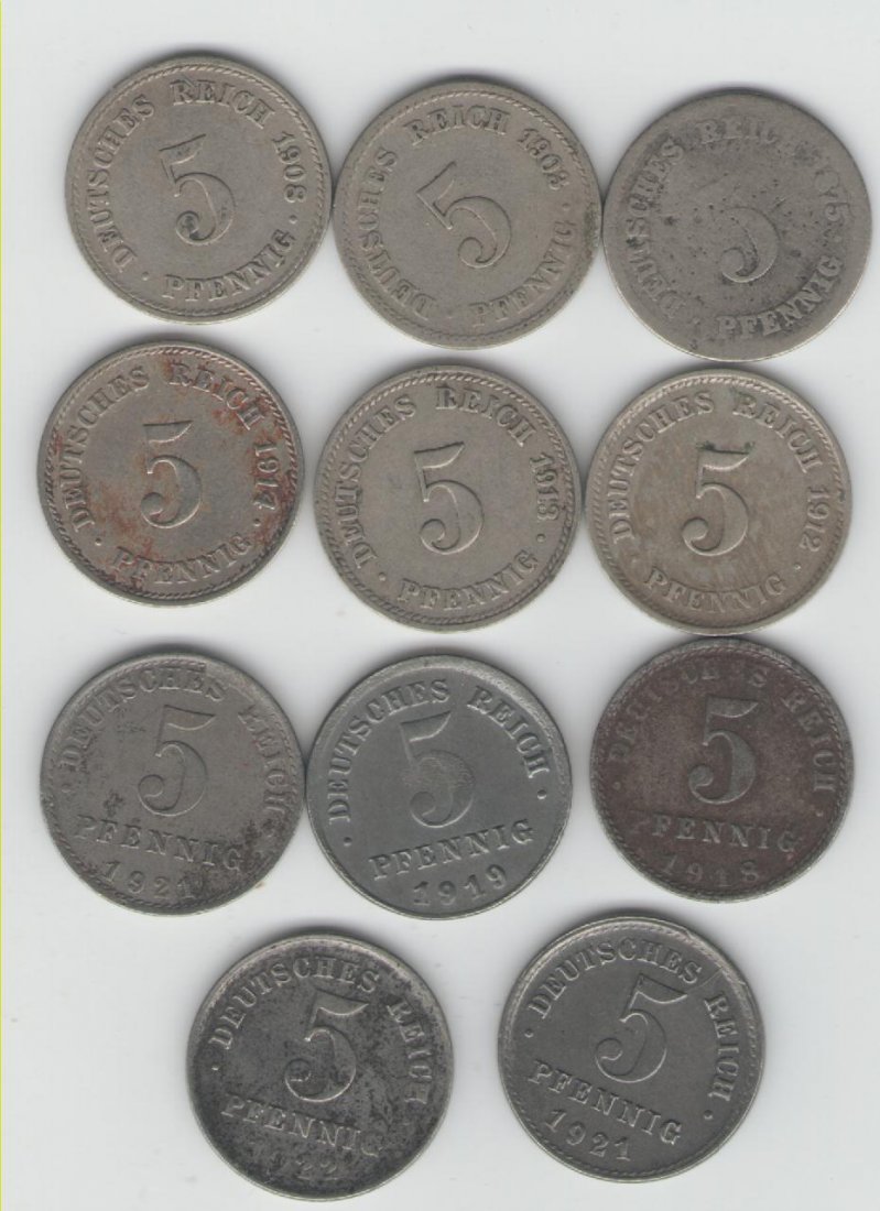  Lot 5 Pfennig Deutsches Reich(k106)   