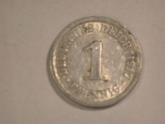  12055  KR  Ersatzmünze WW I  1 Pfennig  1917 F  in sehr schön+   