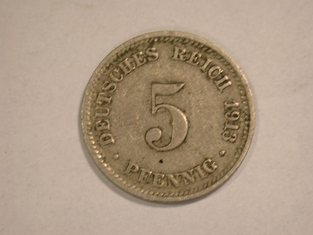  12055  KR  5 Pfennig  1913 D in sehr schön   