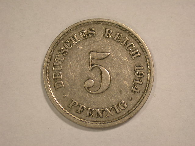  12055  KR  5 Pfennig  1914 A in sehr schön   