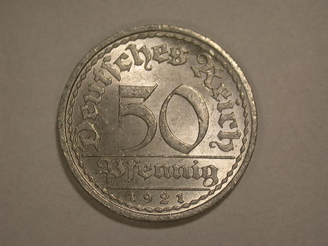 12055  Weimar   50 Pfennig  1921 A  in ST-Fein !!   