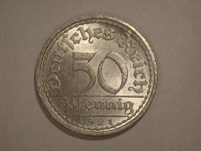 12055 Weimar 50 Pfennig 1921 A in ST-Fein !!