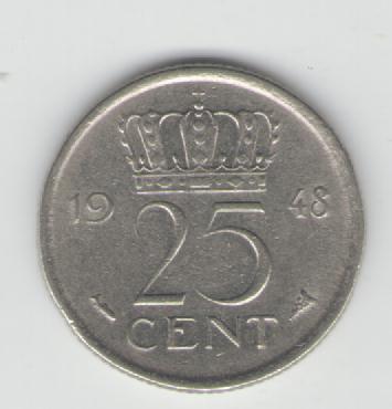  25 Cent Niederlande 1948   