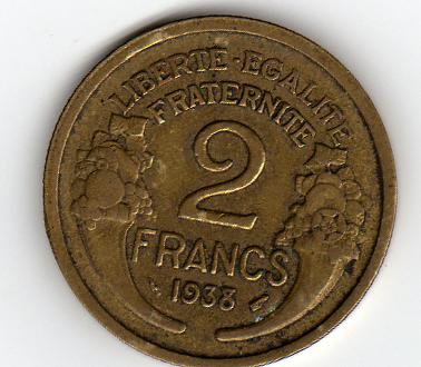  Frankreich 2 Francs 1938   