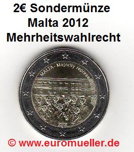 Malta 2 Euro Sondermünze 2012...Mehrheitswahlrecht...unc.   