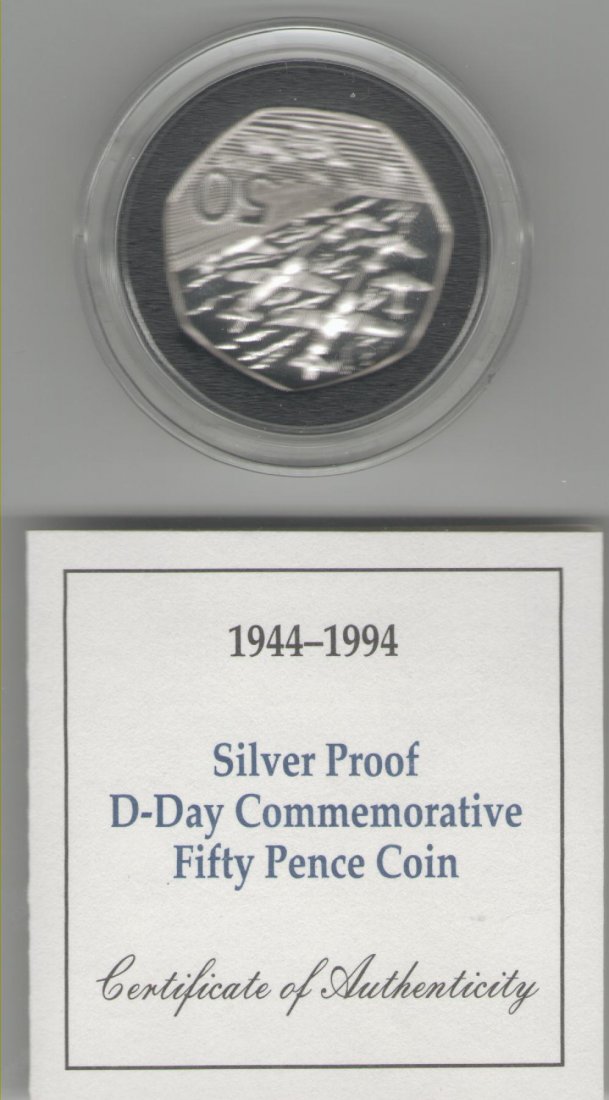  50 Pence Großbritannien(D-Day) 1994 in PP und Silber   