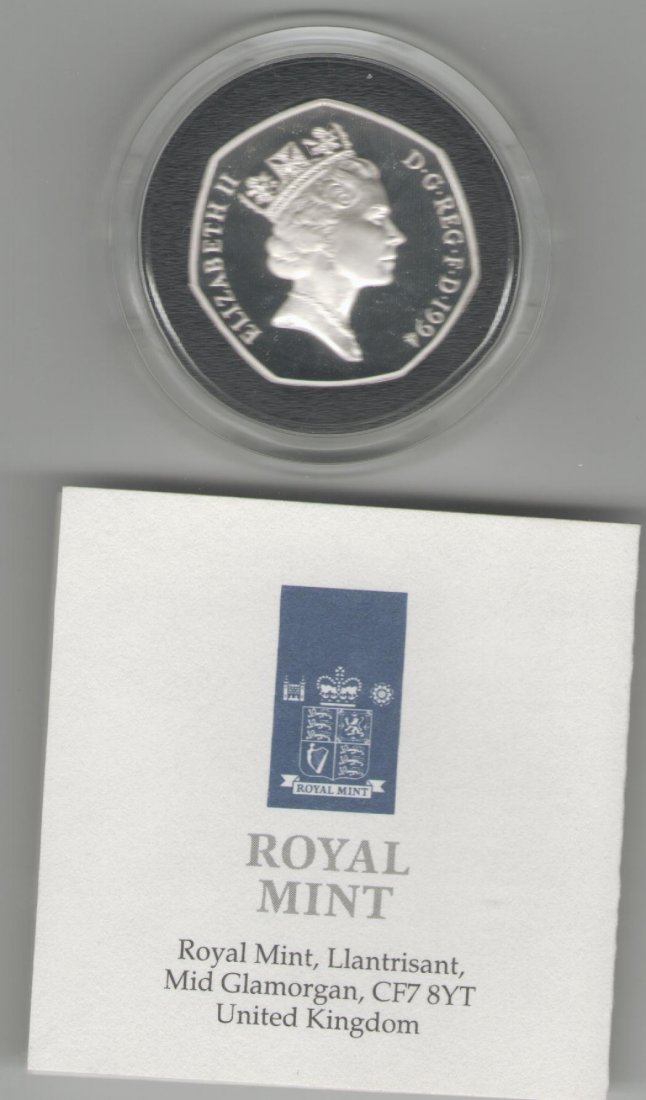  50 Pence Großbritannien(D-Day) 1994 in PP und Silber   