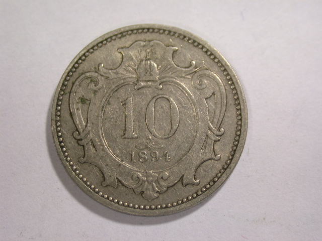  12056  Österreich    10 Heller  1894  in ss+   