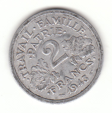  2 Francs Frankreich 1943  (G207)   