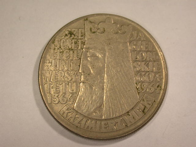  12057 Polen  10 Zloty  1964 erhöhte Schrift vz/vz-st   