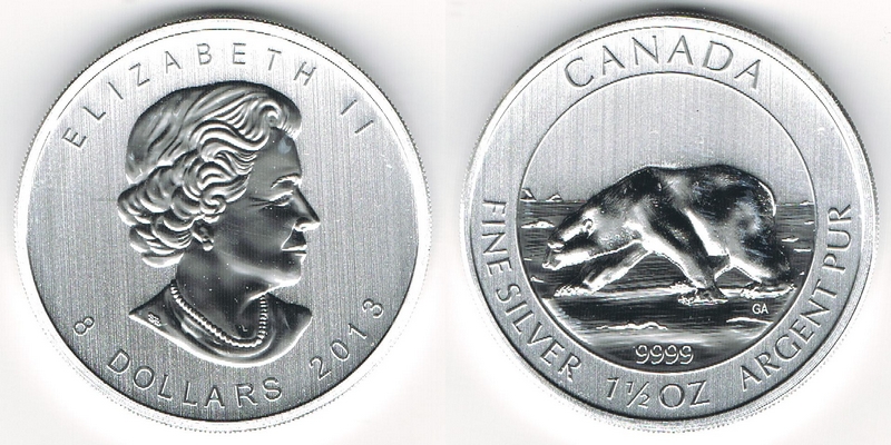  Kanada  30x 8 Dollar (Polar Bär)  2013  FM-Frankfurt  Feingewicht: 1399,5g Silber stempelglanz   