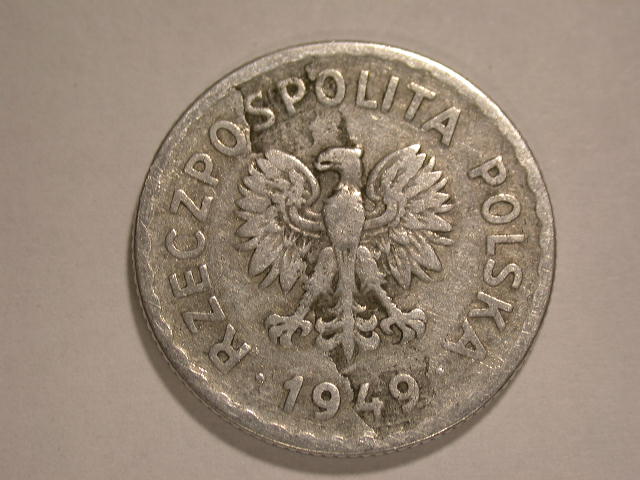  12058 Polen  1 Zloty  1949 in fast sehr schön   