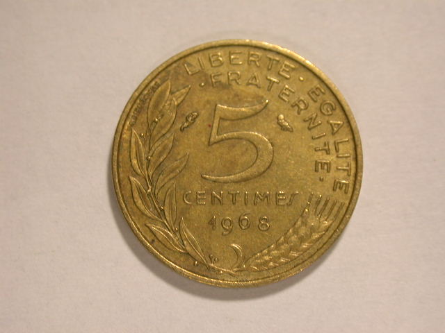 12058 Frankreich 5 Centimes von 1968 in vz