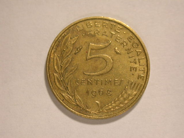  12058  Frankreich  5 Centimes von 1968 in vz   