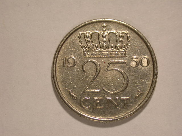  12058  Niederlande  25 Cent  1950  in ss-vz   