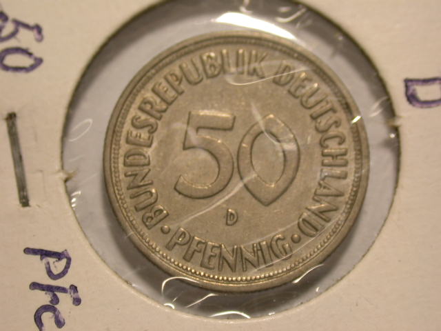  12059  BRD  50 Pfennig  1950 D  in vz-st   