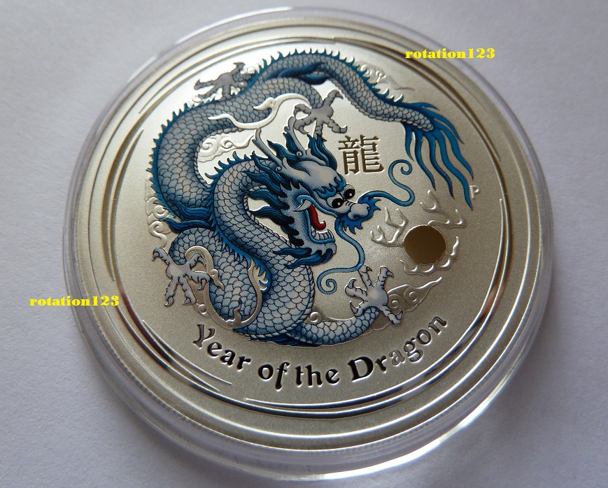  Australien 1 $ 2012 Lunar II <i>WHITE DRAGON</i> **ANA-Philadelphia-Show-Special Coin** 999 Silber   