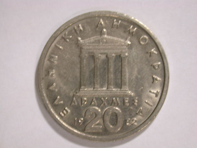  12060 Griechenland 20 Drachmen von 1982 in vz-st   