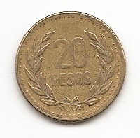  Kolumbien 20 Pesos 1989 #526   