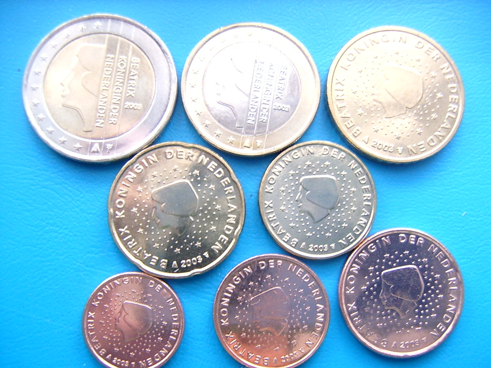 Niederlande KMS lose - 8 Münzen 1 cent - 2 EURO 2003 bankfrisch