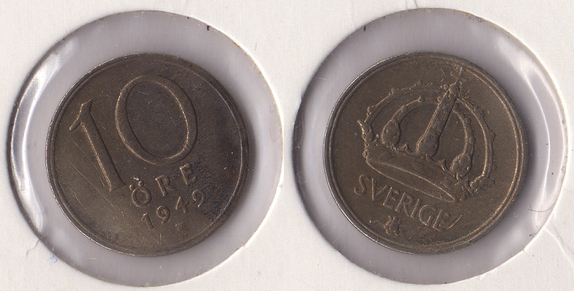  Schweden 10 Öre 1949 TS **ss-vz** Silber   