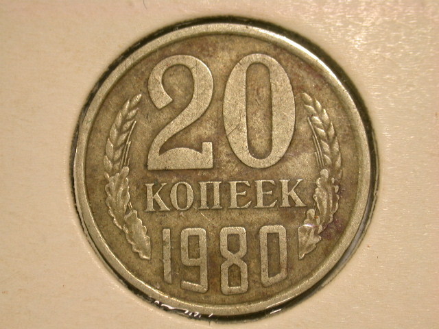13001 UDSSR/Russland 20 Kopeken von 1980 in sehr schön