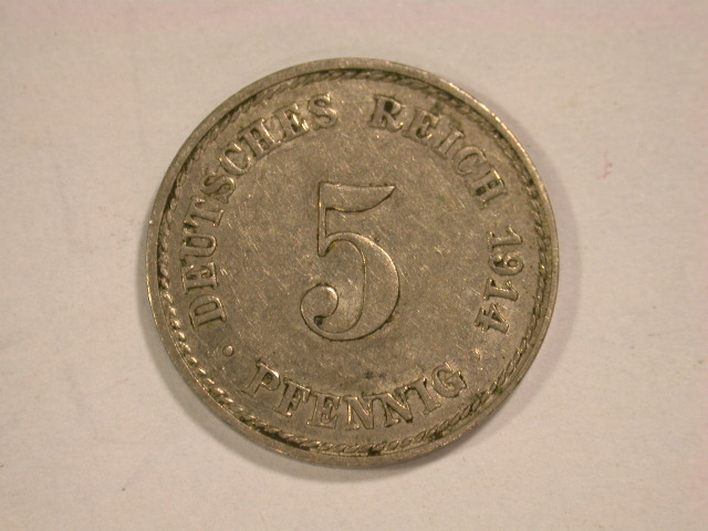  13002 Kaiserreich 5 Pfennig  1914 A in ss/ss-vz   