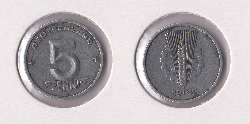  DDR 5 Pfennig 1949 -A- Jaeger 1502.   