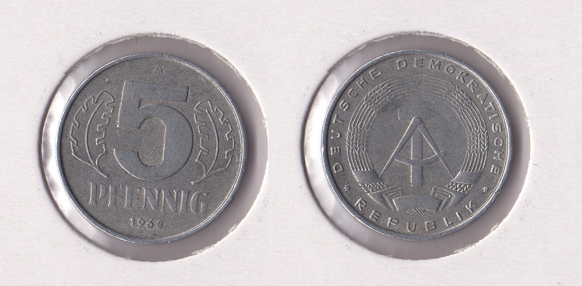  DDR 5 Pfennig 1968 -A- Jaeger 1509.   