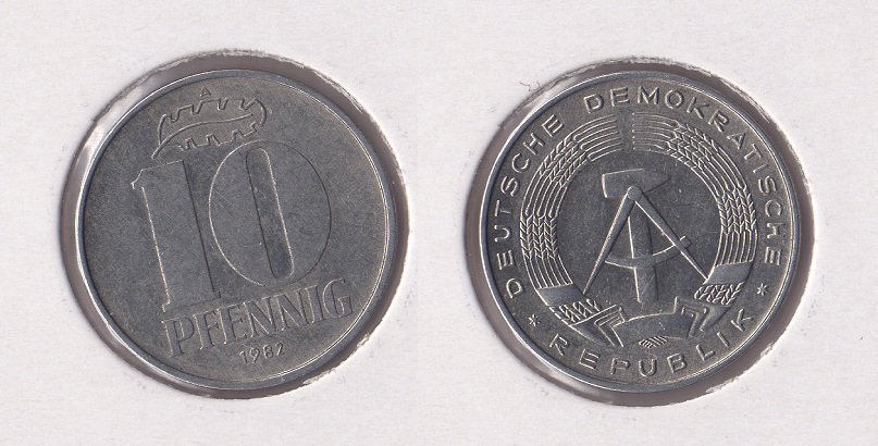  DDR 10 Pfennig 1982 -A- Jaeger 1510.   