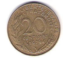  Frankreich 20 Centimes Al-N-Bro 1979 Schön Nr.230 (C 4 MA)   
