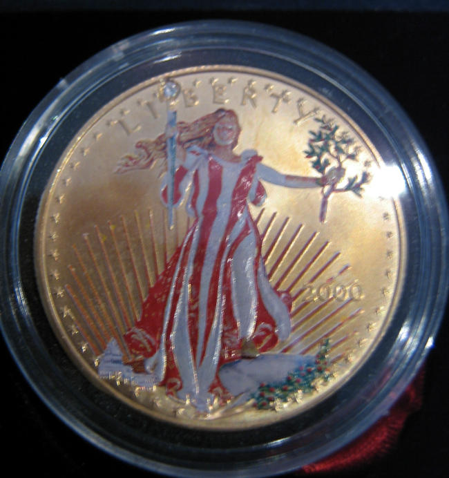  USA: Goldeagle-Set 2000 mit 4 Münzen 1oz, 1/2 oz, 1/4oz, 1/10oz + DIAMANT   