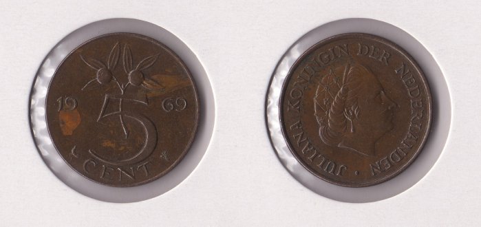  Niederlande 5 Cent 1969 <i>Juliana</i> **privy mark cock**   