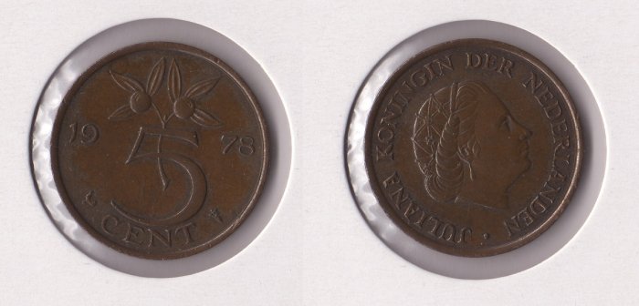  Niederlande 5 Cent 1978 <i>Juliana</i> **privy mark cock**   