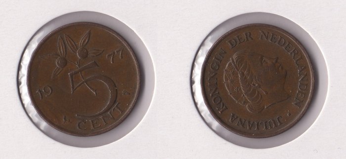  Niederlande 5 Cent 1977 <i>Juliana</i> **privy mark cock**   