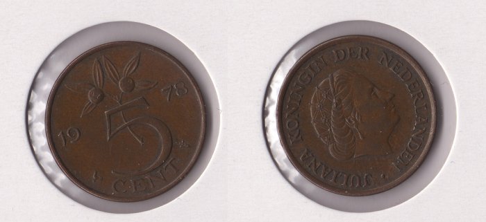  Niederlande 5 Cent 1978 <i>Juliana</i> **privy mark cock**   