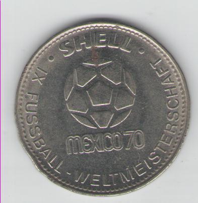  Medaille(Shell) auf die Fussball WM 1970 mit dem Porträit von W.Schulz(k113)   