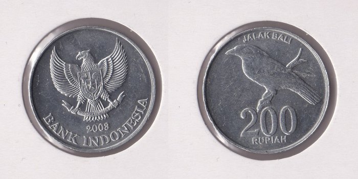  Indonesien 200 Rupiah 2003 <i>Balistar (Jalak Bali) Vogel</i>   